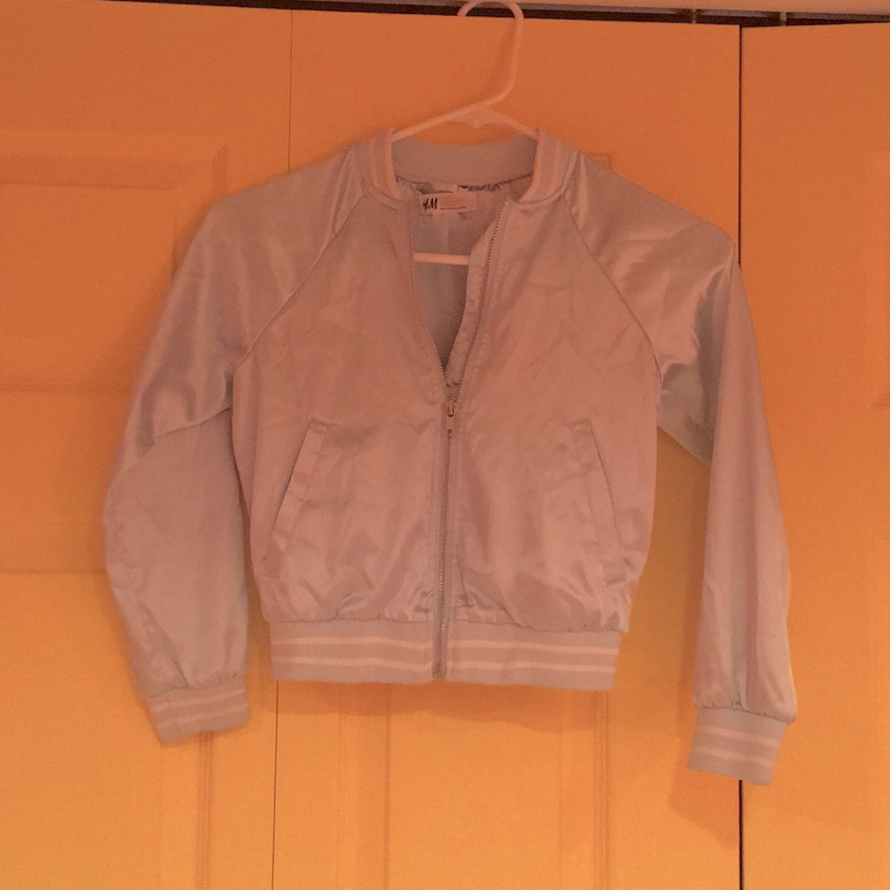 Girls Light Blue Silk Jacket